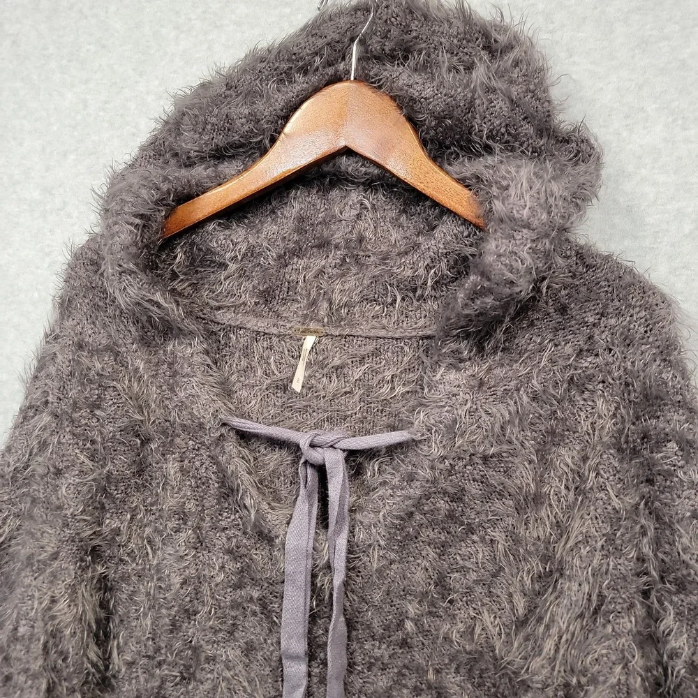 FREE PEOPLE Light As A Feather Gray‎ Hoodie Sweater Oversized Boho Cozy Sz Small